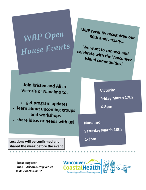 Flyer about Open House Events on Vancouver Island