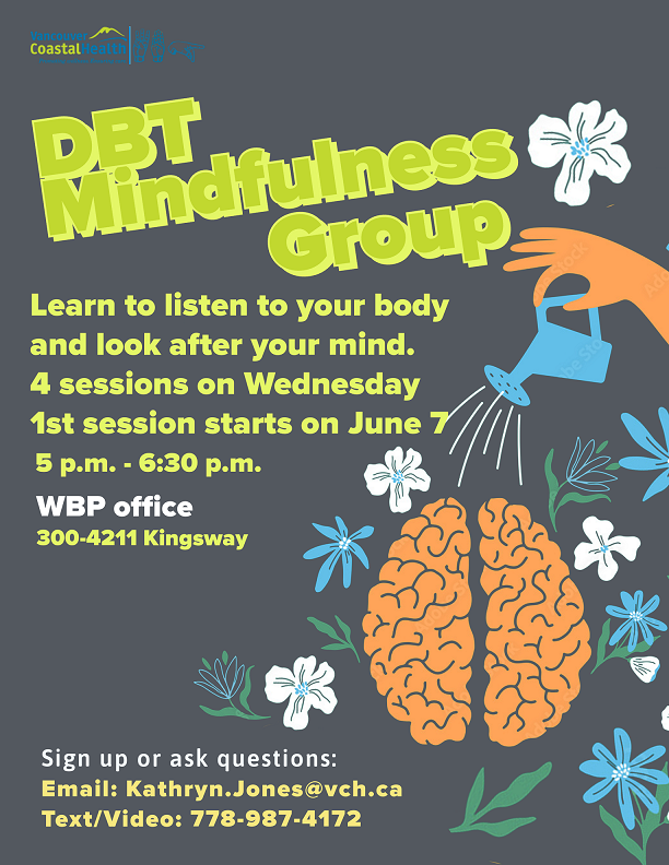 flyer about DBT Mindfulness Group