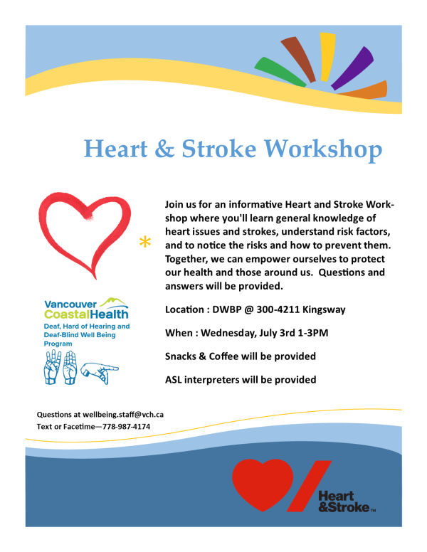 Flyer about heart and stroke workshop