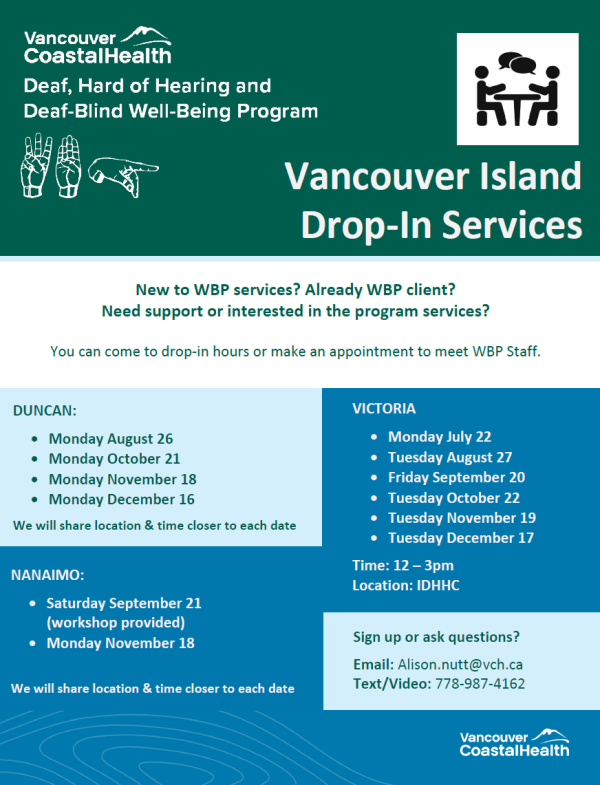Flyer about Vancouver Island Drop In 2024