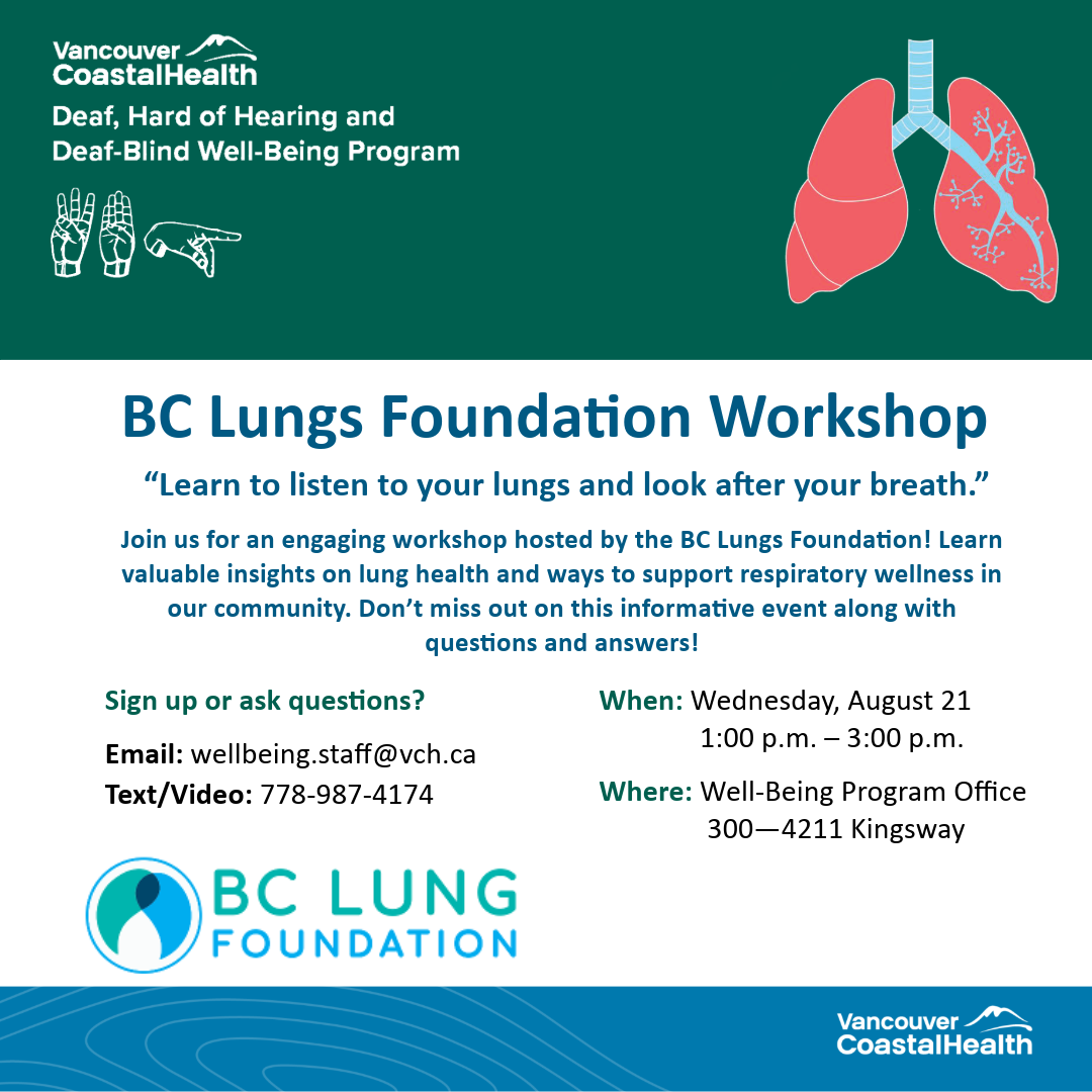 Flyer about workshop by BC Lungs Foundation