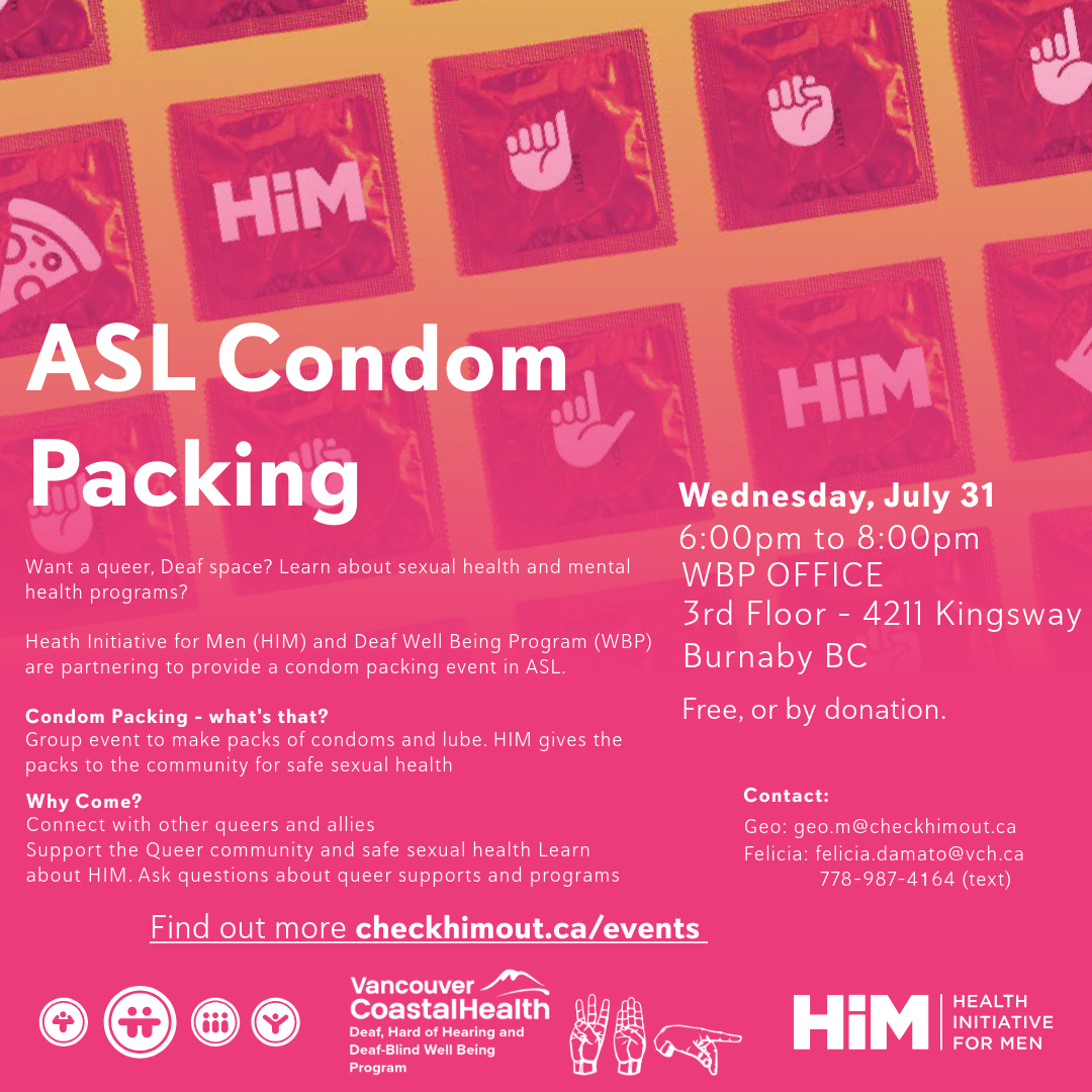 Flyer about ASL Condom Packing event