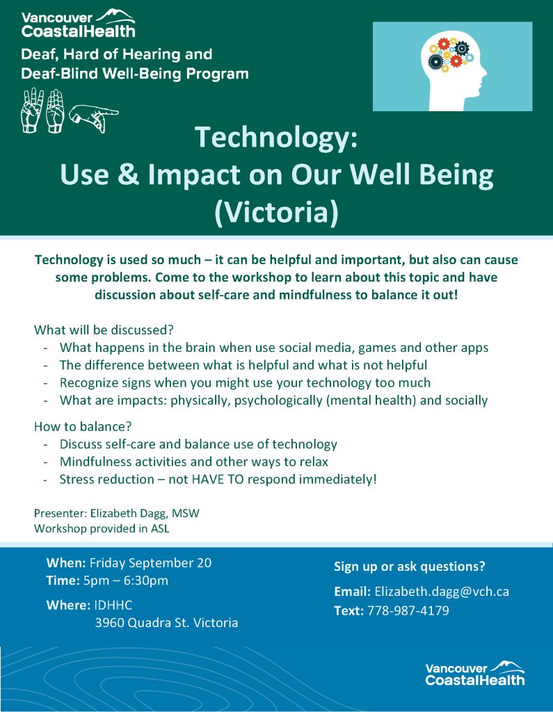 flyer about tech use and well being workshop